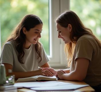 Private English tutor working with student